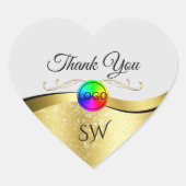 波状金ゴールドデコールオンライトグレーありがとうございましてロゴ ハートシール (正面)