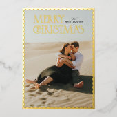 波状金ゴールドフレームクラシッククリスマス 箔シーズンカード (正面)