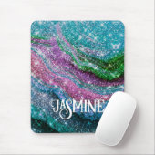 波状青お洒落紫グリッターモノグラム マウスパッド (マウス)