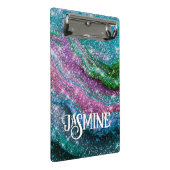 波状青お洒落紫グリッターモノグラム ミニクリップボード (アングル)