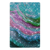 波状青お洒落紫グリッターモノグラム ミニクリップボード (裏面)