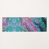 波状青お洒落紫グリッターモノグラム ヨガマット (裏面(横))