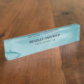 波状青色アルコールインク デスクネームプレート (側面)