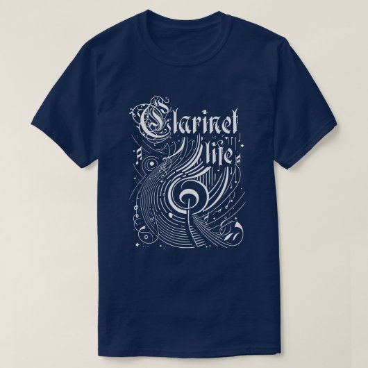 波状音楽クラリネットの生活 Tシャツ (デザイン正面)