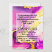 波状鮮やかデザイン誕生日パーティー 招待状 (正面)