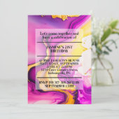 波状鮮やかデザイン誕生日パーティー 招待状 (スタンド正面)