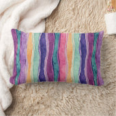 波状鮮やか垂直ストライプ ランバークッション (ブランケット)