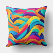 波状鮮やか抽象芸術アート クッション (裏面)