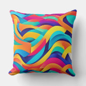 波状鮮やか抽象芸術アート クッション (正面)