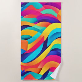 波状鮮やか抽象芸術アート ビーチタオル