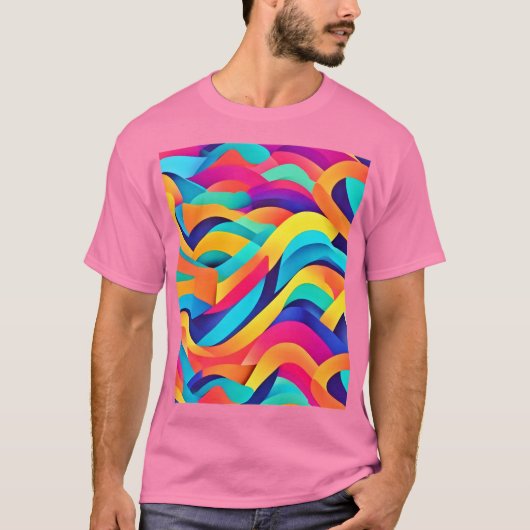 波状鮮やか抽象芸術アート Tシャツ (正面)