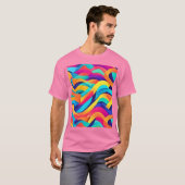 波状鮮やか抽象芸術アート Tシャツ (正面フル)