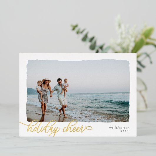 波状 |横型シンプルホリデー応援ホイルカード 箔シーズンカード (立ち正面)