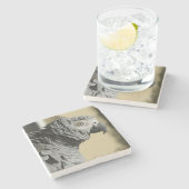 波立たせられた羽を持つコンゴのアフリカ灰色のオウム ストーンコースター (横)