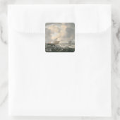 波立つ海に浮かぶ船 スクエアシール (バッグ)