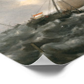 波立つ海に浮かぶ船 ポスター (角)