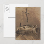 波立つ海の船, 1864 ポストカード (正面/裏面)