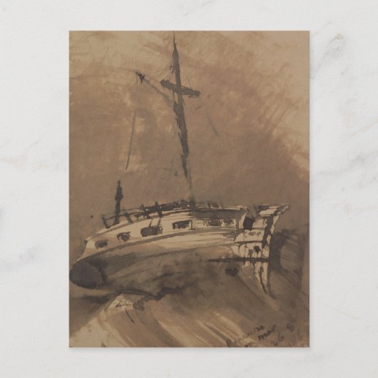 波立つ海の船, 1864 ポストカード (正面)