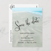 波紋のある砂アクアウォーターモダンビーチ日付を保存 案内ポストカード (正面/裏面)