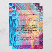 波紋カラフルプリント誕生日パーティー 招待状 (正面/裏面)