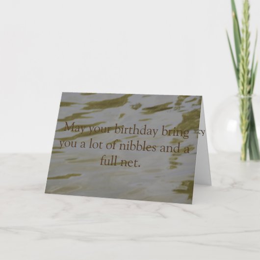 波紋付き水魚釣り誕生日カード カード (正面)