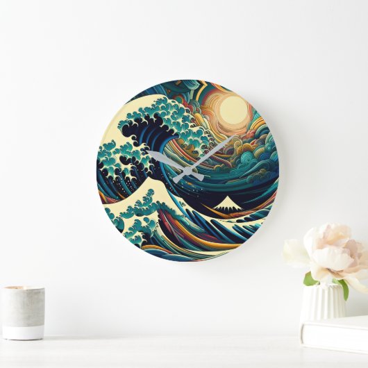波素晴らしが神奈川v1から ラージ壁時計 (ホーム)