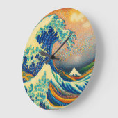 波素晴らしが神奈川v2から離れる ラージ壁時計 (傾斜)