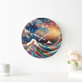 波素晴らしが神奈川v3 ラージ壁時計 (ホーム)