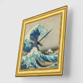 波素晴らしが落ちる神奈川、日本、額縁 スクエア壁時計 (傾斜)