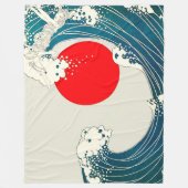 波素晴らしと赤のサンブルー白航海の フリースブランケット (正面)