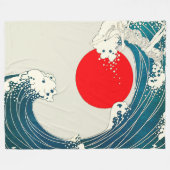 波素晴らしと赤のサンブルー白航海の フリースブランケット (正面(横))