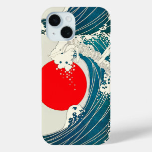 波素晴らしと赤のサンブルー白航海の iPhone 15ケース