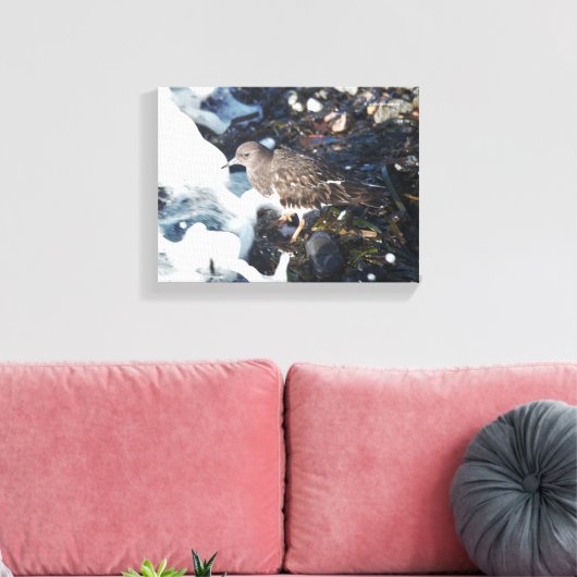 波素晴らしに打ち寄せる黒番鳥 キャンバスプリント (インサイチュ (リビング))