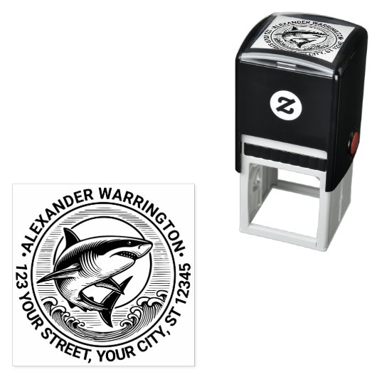 波素晴らしの上の白いサメ名差出人住所 セルフインキングスタンプ (インサイチュ)