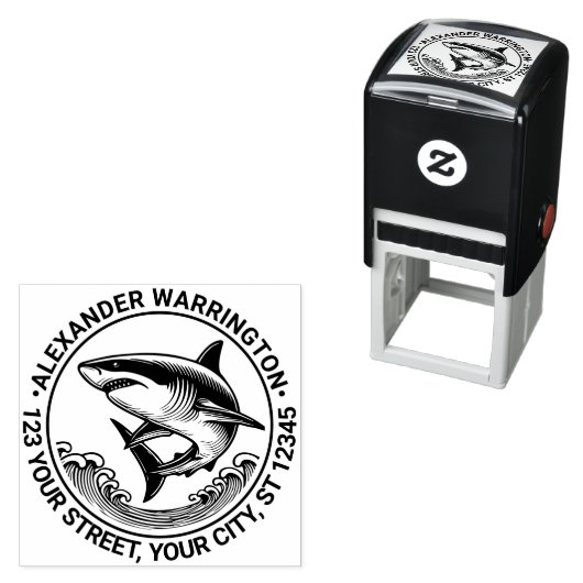 波素晴らしの上の白いサメ#2名前Retアドレス セルフインキングスタンプ (インサイチュ)