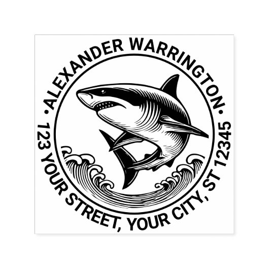 波素晴らしの上の白いサメ#2名前Retアドレス セルフインキングスタンプ (デザイン)