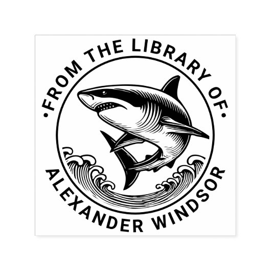 波素晴らしの上の白いサメ#2図書名 セルフインキングスタンプ (デザイン)