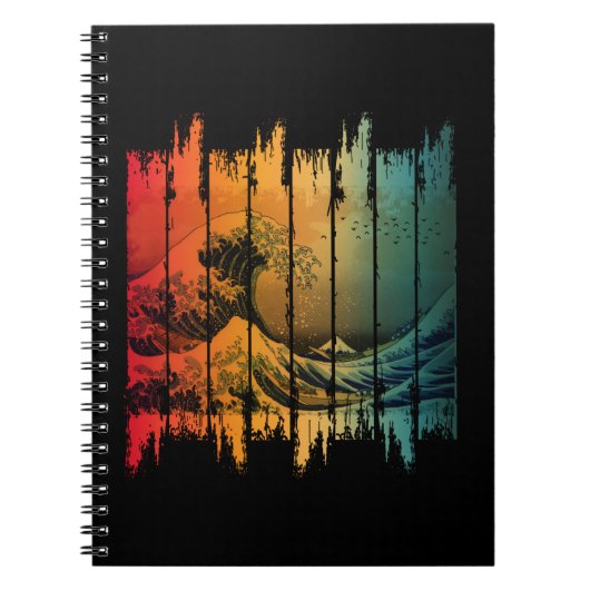 波素晴らしヴィンテージ日没の神奈川 ノートブック (正面)