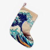 波素晴らし振り神奈川のヴィンテージ日本のファインアート スモールクリスマスストッキング (正面 (吊り時))