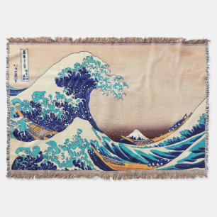 波素晴らし振り神奈川のヴィンテージ日本のファインアート スローブランケット