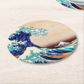 波素晴らし振り神奈川のヴィンテージ日本のファインアート ラウンドペーパーコースター (アングル)