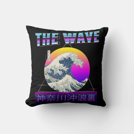 波素晴らし振り神奈川レトロVAPORWAVE クッション (正面)