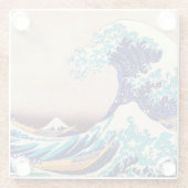 波素晴らし振り神奈川ヴィンテージ日本のプリント芸術 ガラスコースター (裏面)
