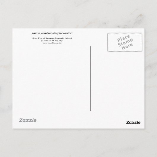 波素晴らし振り神奈川北斎日本のファインアート ポストカード (裏面)