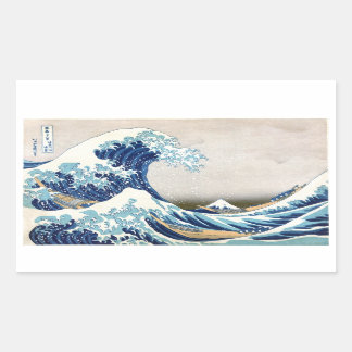 波素晴らし振り神奈川北斎日本のファインアート 長方形シール
