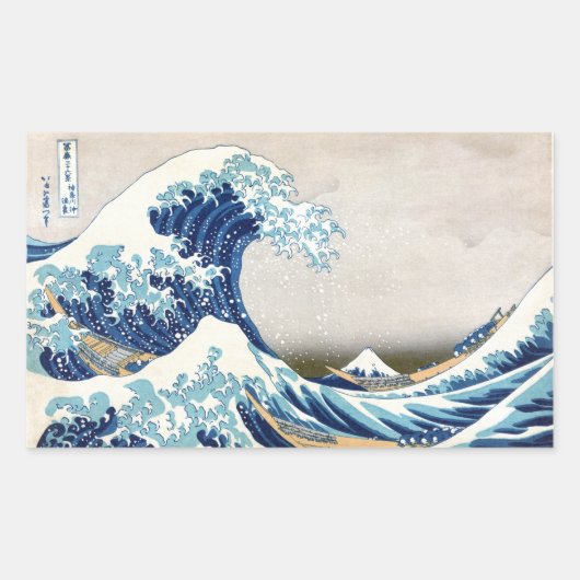 波素晴らし振り神奈川北斎日本のファインアート 長方形シール (正面)