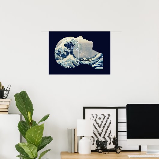 波素晴らし、北斎が頭の中でフィボナッチと出会う ポスター (ホームオフィス)