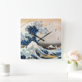波素晴らし、北斎、浮世絵 スクエア壁時計 (ホーム)