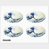 『波素晴らし』日本の絵画北斎 楕円形シール (シート)