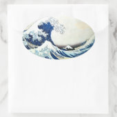 『波素晴らし』日本の絵画北斎 楕円形シール (バッグ)